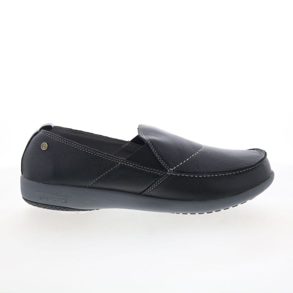 Spenco Mens Siesta Slip-On Leather Black Shoes (NWT)